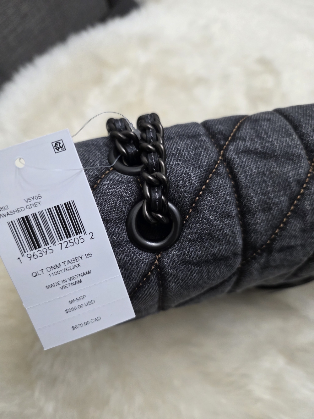 COACH Tabby 26 Black Denim - Picture 6 of 12
